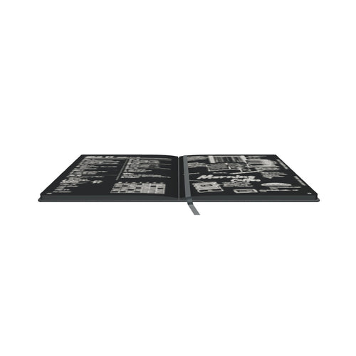 Bocetta notebook Black (Nero), interactive 3D model, open with colored pages